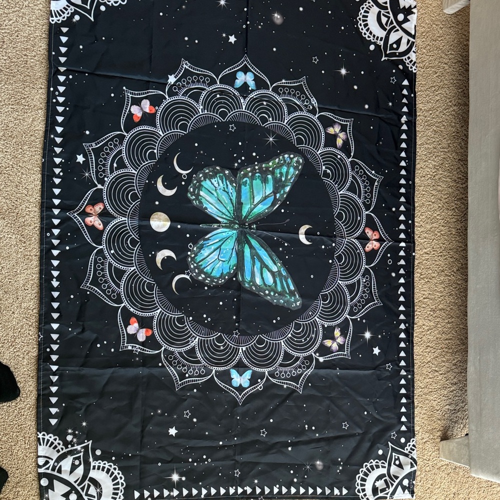 Amazon Black and Blue Butterfly Tapestry